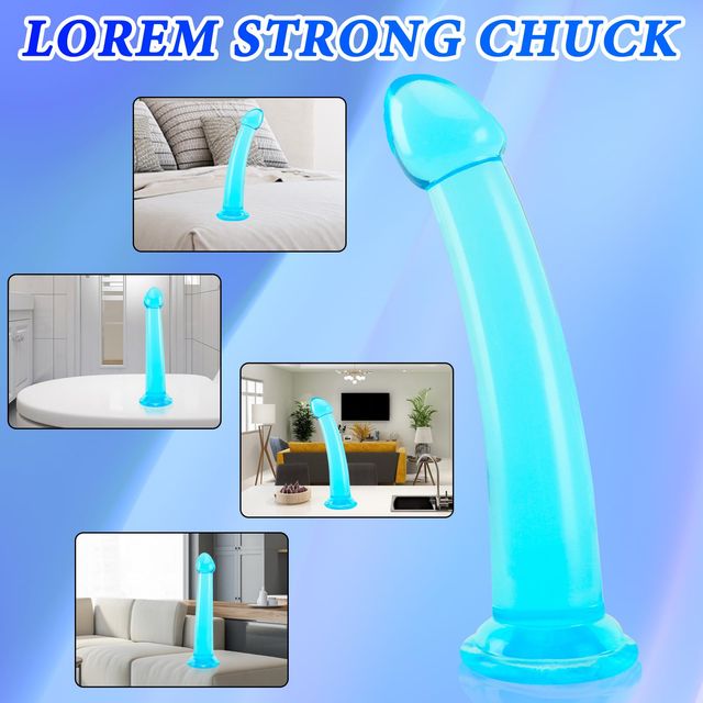 Blue curved dildo with suction cup - suitable for most surfaces