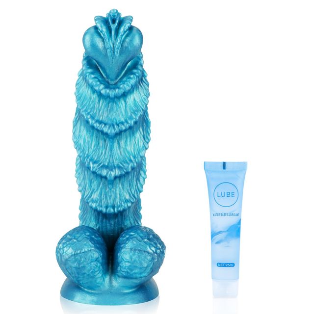 Blue fantasy bee dildo with textured shaft and suction cup base