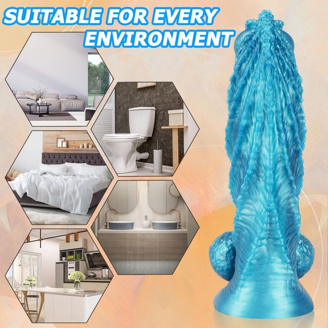 Blue fantasy dildo with suction cup - suitable for any smooth surface