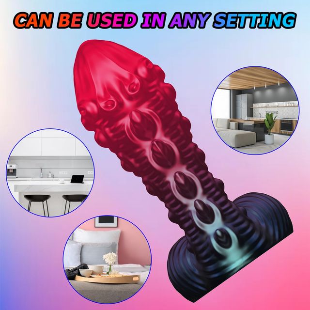 Fantasy alien dildo with suction cup - hands-free use on smooth surfaces