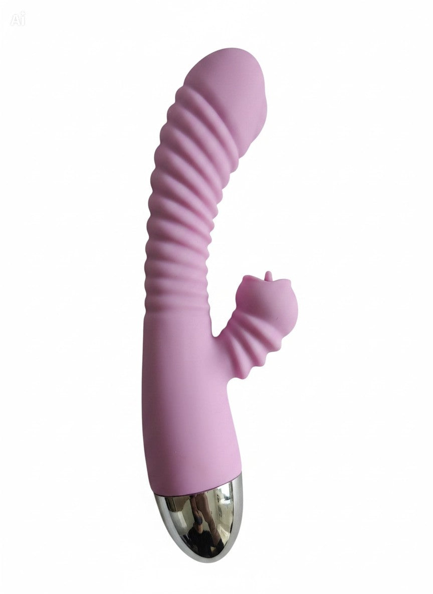Textured Rabbit Vibrator in purple - ribbed shaft design
